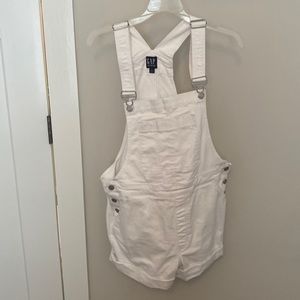 White denim overalls